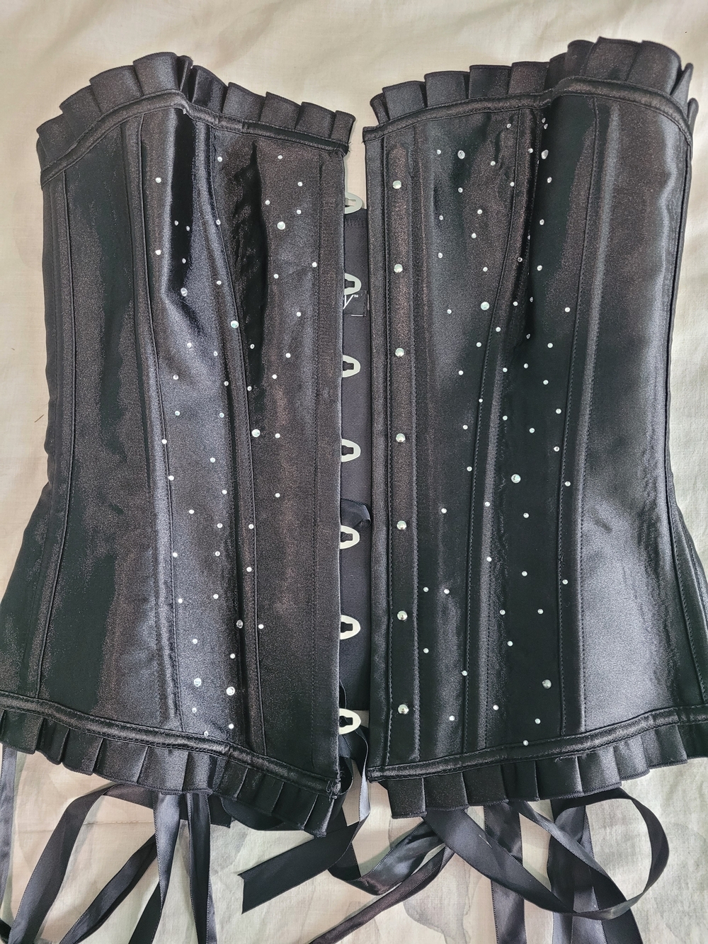 Corset Story Black Rhinestone Satin Corset Top - Women Jackets & Coats